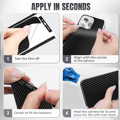 2Pcs Skin Wrap Compatible for iPhone 15 Pro – Slim Decal Vinyl Protective Film for Sides & Back – Sleek Fit, Premium Look – Compatible with All iPhone 15 Pro Cases - Carbon - color: Carbon