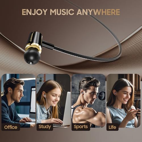 Rayleigh Wired Earbuds with Microphone and Heavy Bass Stereo 3.5mm - color: Black