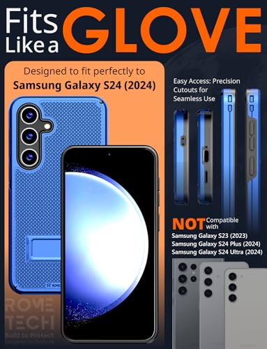 Designed for Samsung Galaxy S24 Case with Belt Clip Holster | Rugged Cover with Strong Magnet & Kickstand Heavy Duty Combo - Navy Blue - color: Navy Blue, style: Galaxy S24