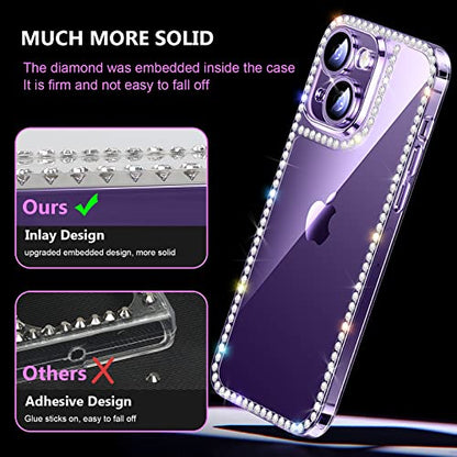 iPhone 14 Plus Women's Case - 3D Glitter Sparkle, Shiny Crystal Charms, Rhinestone Diamond, Clear Soft TPU Bumper - size: iPhone 14 Plus