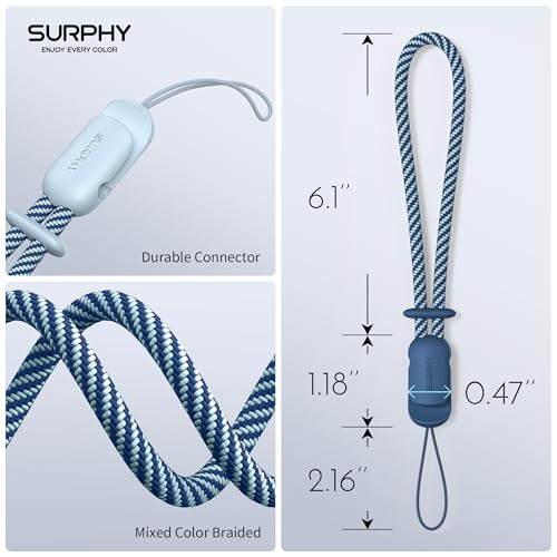 SURPHY 2 Pack Phone Lanyard, Phone Wrist Strap for Case, Camera Wrist Strap - color: Cloud Blue & Blue Jay
