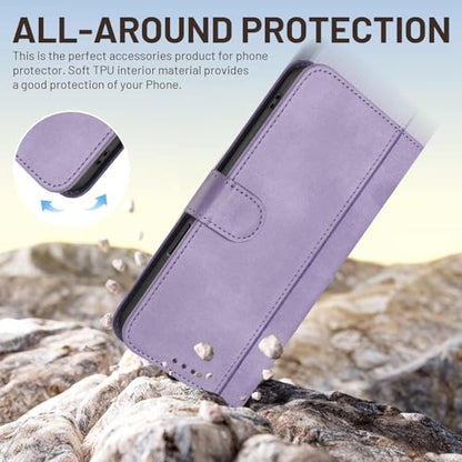 for Galaxy A17 5G Phone Case Wallet and Wrist Strap (Purple) | Card Holder Slots, PU Leather, Flip Cover, Magnetic Closure, Kickstand, Folio Protective, for Samsung A17 Case - color: Purple