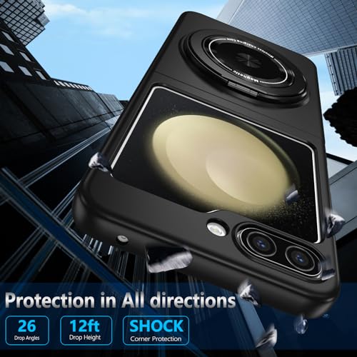 Magnetic Case for Samsung Galaxy Z Flip 5, [Compatible with MagSafe] Military Grade Shockproof Slim fit Samsung Z Flip 5 Phone Case with Magnetic Ring Kickstand, Black - color: Black, size: Samsung Galaxy Z Flip 5