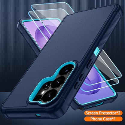 for Samsung Galaxy S26 Ultra Case with HD Screen Protector, 3-Layer Shockproof Military Grade Full Body Protection, Heavy Duty Hybrid Protective Phone Cover (Navy/Blue) - color: Navy/Blue
