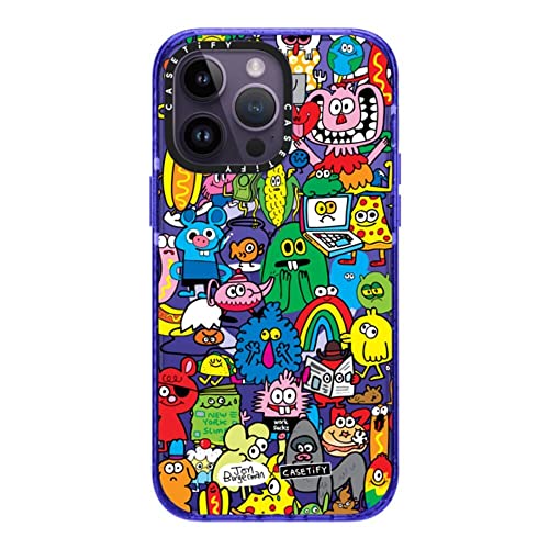 CASETiFY for iPhone 14 Pro Max Case - Impact Compatible with MagSafe | 8.2 ft. 4x Military Grade Drop Protection | Fun Friends | Peri Purple - color: Fun Friends by Jon Burgerman, size: Iphone 14 Pro Max (Magsafe)
