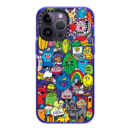 CASETiFY for iPhone 14 Pro Max Case - Impact Compatible with MagSafe | 8.2 ft. 4x Military Grade Drop Protection | Fun Friends | Peri Purple - color: Fun Friends by Jon Burgerman, size: Iphone 14 Pro Max (Magsafe)