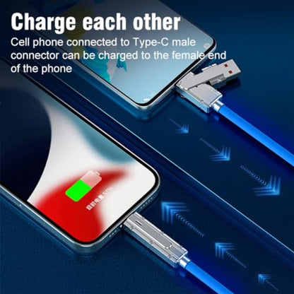SWLIFL 2 Pack USB C to C Cable Chubby Silicone 4 in 1 USB C Charging Cable - color: Blue+Blue