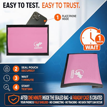 Gecko Travel Tech Faraday Bag Anti-Tracking GPS RFID Car Key Signal Blocker Wallet Shielding Pouch Protective Case for Cell Phone Car Key FOB, Data Privacy, Electronic Device Security (LIGHT PINK) - color: LIGHT PINK