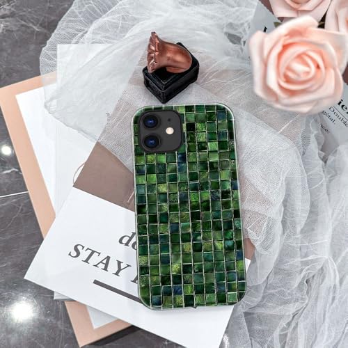 DJSOK Compatible with iPhone 11,Glossy PC Anti-Scratch Shockproof Case - Aesthetic Toned Tiles Green Glass - color: Aesthetic Toned Tiles Green Glass, size: iPhone 11