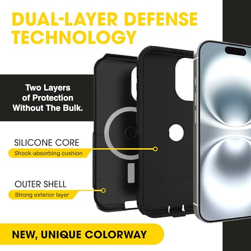 OtterBox iPhone 16 Pro Max – Commuter Series Slim MagSafe Case - Black | 3X Military Drop Protection - Dual-Layer Design - Pocket-Friendly - Raised Edges - Port Covers - Non-Retail Packaging - color: Black