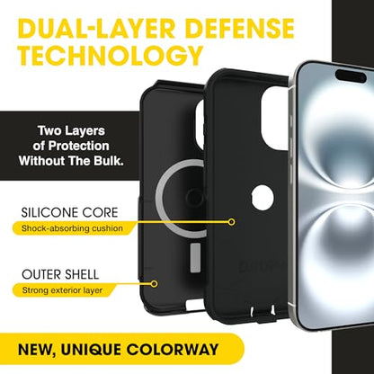 OtterBox iPhone 16 Pro Max – Commuter Series Slim MagSafe Case - Black | 3X Military Drop Protection - Dual-Layer Design - Pocket-Friendly - Raised Edges - Port Covers - Non-Retail Packaging - color: Black