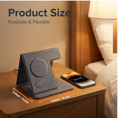 Tongyangat 3 in 1 Foldable Wireless Charging Station, Gray - color: Gray