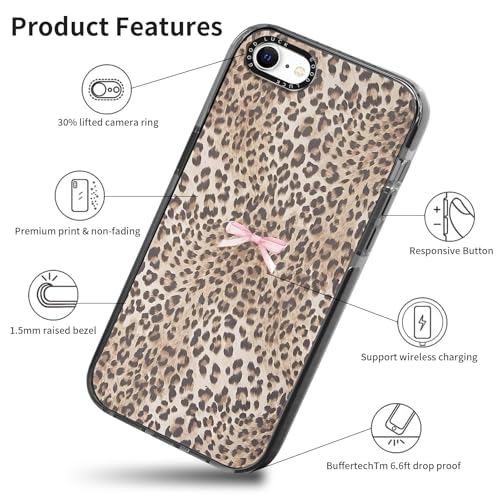 2 Pack Cute Cheetah Print Phone Case for iPhone 7/8 / SE 2020/2022 Pink Bow Case 4.7", Clear Coquette Fashion Luxury Leopard Pattern Design Girls Women Funda Shockproof Soft TPU Cover - color: Cheetah Print 04, size: iPhone 7 / 8 / SE 2020 / 2022