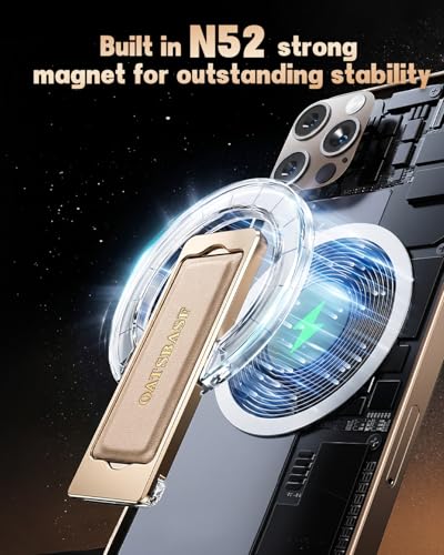 Magnetic Aluminum Phone Ring Grip Stand for iPhone 12-17 Pro Max - color: Rose Gold