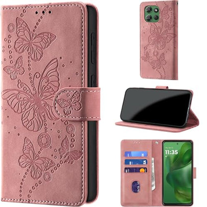 Case Wallet for Motorola Moto G Power 2025/ G Power 2026, Pink | RFID Blocking, 3 Card Holder Stand, Shockproof TPU Shell, PU Leather Magnetic Closure, 6.8-inch - color: Pink