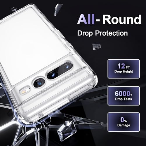 Case for Google Pixel 7 Pro, Military Grade Drop Protection Phone Case, Yellowing Resistant, Anti-Scratch Hard PC Back, Shockproof Hard Ultra-Thin Protective Cover, Clear - size: Google Pixel 7 Pro