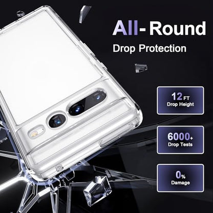 Case for Google Pixel 7 Pro, Military Grade Drop Protection Phone Case, Yellowing Resistant, Anti-Scratch Hard PC Back, Shockproof Hard Ultra-Thin Protective Cover, Clear - size: Google Pixel 7 Pro