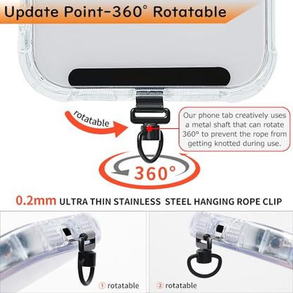 Phone Tether Tab, 360° Rotation Ultra-thin 0.2mm Bending Design Universal Stainless Steel Phone Lanyard Tab Without Adhesive,Metal Phone Lanyard Replacement Patch for Cell Phone (Silver) - color: H