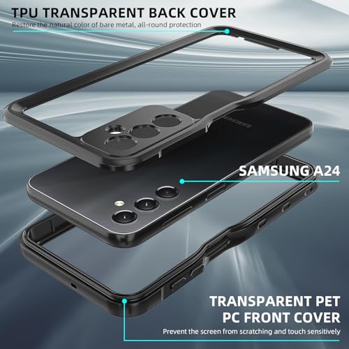 for Samsung Galaxy A24 4G Phone Case, Waterproof Case with Built-in Screen Protector, Full Body Dustproof Shockproof Rugged Heavy Duty Protection Case with Cell Phone Ring Holder for Samsung A24 4G