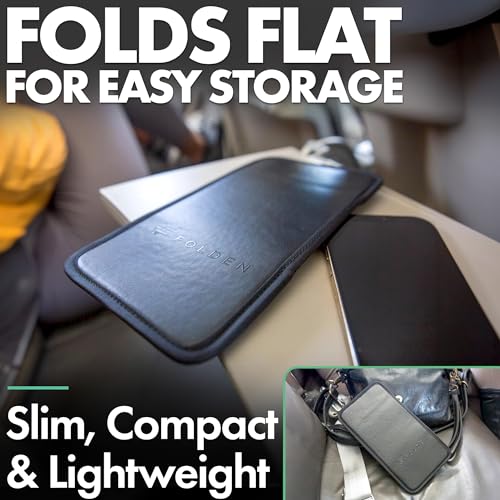 Flight Flap Airplane Phone Holder - Foldable Phone Stand for Plane Travel - color: Vegan Leather, size: Large