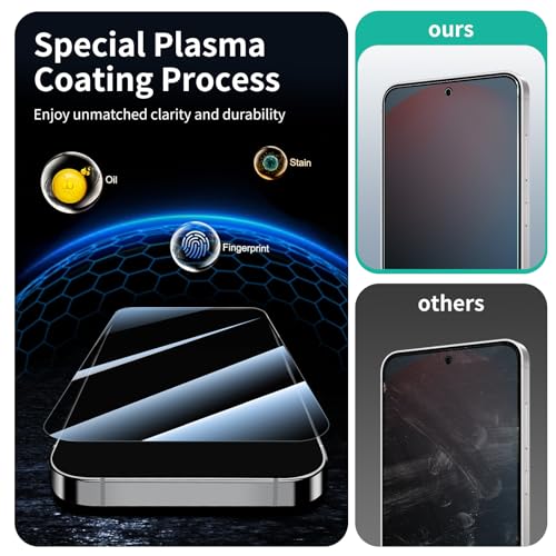 Privacy Screen & Camera Lens Protector for Samsung Galaxy S24 FE, Anti-Spy Tempered Glass, Dark Private Black Protection, 9H Hardness Anti-Scratch 2.5D Curved Edges Case-Friendly, 3 Pack Each - color: S24 FE Black