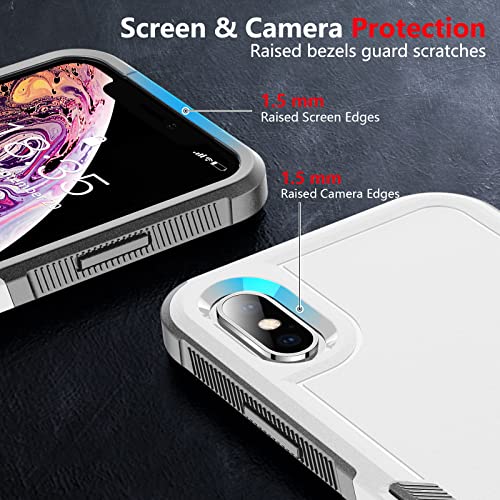 SPIDERCASE for iPhone Xs Max Case, [10 FT Military Grade Drop Protection] [Non-Slip] [2 pcs Tempered Glass Screen Protector] Shockproof Airbag Cushion Protective Case for iPhone Xs Max 6.5” (White) - color: White