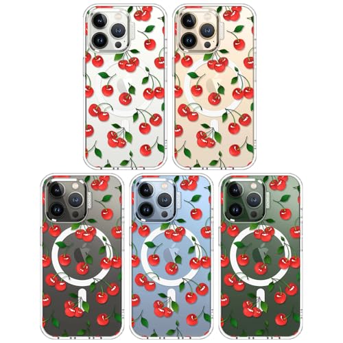 MOSNOVO Case for iPhone 13 Pro, [Compatible with Magsafe] [Buffertech 6.6ft Military-Grade Drop Protection] [Anti Peel Off Tech] Clear Phone Case Design - Cute Cherry - color: Cute Cherry, size: iPhone 13 Pro