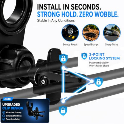 2X-Hold Magnetic Car Mount for PopSockets, Socket Car Phone Holder AC Vent - style: Car Mount