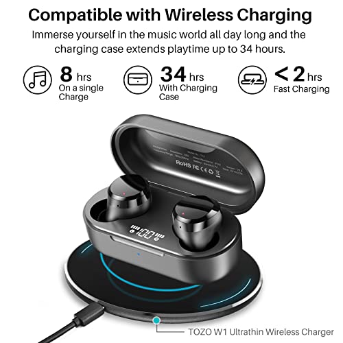 TOZO T12 Wireless Earbuds Bluetooth 5.3, Premium Sound, LED Digital Display