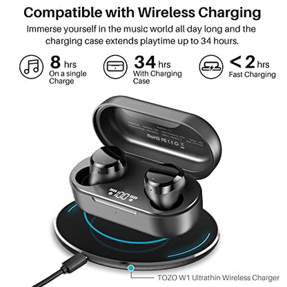 TOZO T12 Wireless Earbuds Bluetooth 5.3, Premium Sound, LED Digital Display