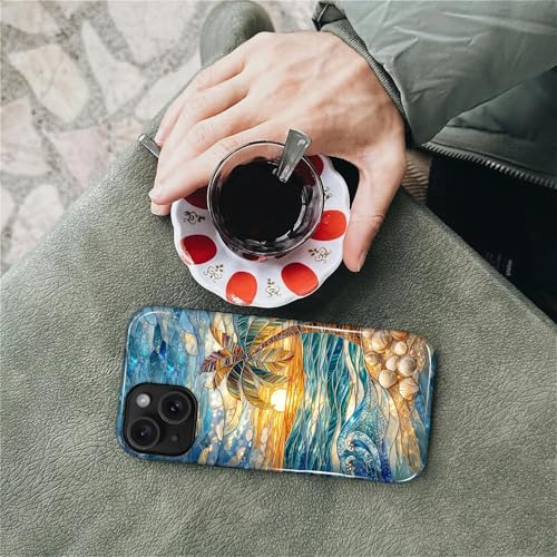 Case for iPhone 14 Plus, Dual Layer Phone Cover, Stained Glass Beach Palm - color: Stained Glass Beach Palm, size: Iphone 14 Plus