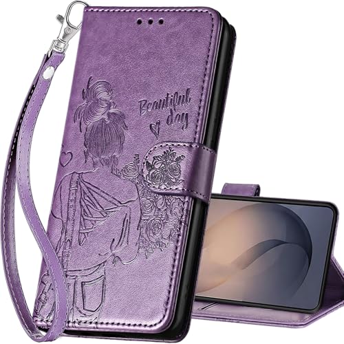 for Samsung Galaxy S26 5G Wallet case, Purple-Girl | 3 Card Holders, Kickstand, Shockproof TPU Shell, PU Leather, Magnetic Closure, Protective Flip Folio Cover, Women - color: 2