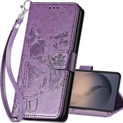 for Samsung Galaxy S26 5G Wallet case, Purple-Girl | 3 Card Holders, Kickstand, Shockproof TPU Shell, PU Leather, Magnetic Closure, Protective Flip Folio Cover, Women - color: 2