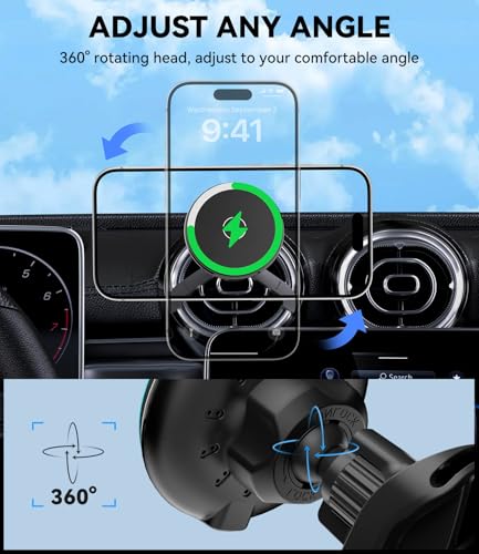 15w Charger Car Phone Mount for Magsafe, Air Vent Car Mount Magnetic Wireless Phone Holder for Mercedes Benz A/B/C/E/V/G/Class & Audi A1/A3/A3 for iPhone 17 16 15 14 13 12 Pro Max, Black - style: Charger Air Vent Car Mount