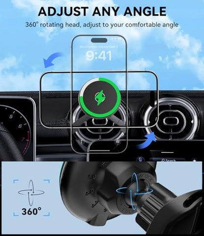 15w Charger Car Phone Mount for Magsafe, Air Vent Car Mount Magnetic Wireless Phone Holder for Mercedes Benz A/B/C/E/V/G/Class & Audi A1/A3/A3 for iPhone 17 16 15 14 13 12 Pro Max, Black - style: Charger Air Vent Car Mount