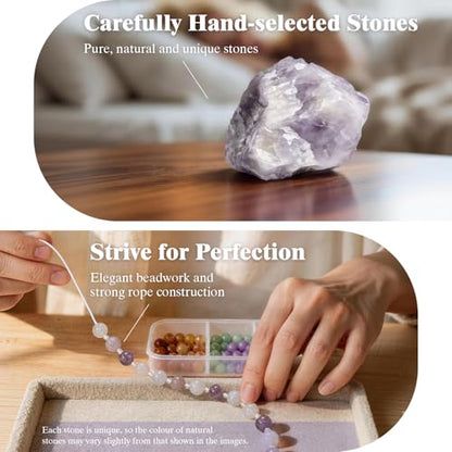 SURPHY Natural Stone Phone Charm, Beaded Phone Wrist Strap with Tether Tab - color: A- Mauve Haze Quartzite