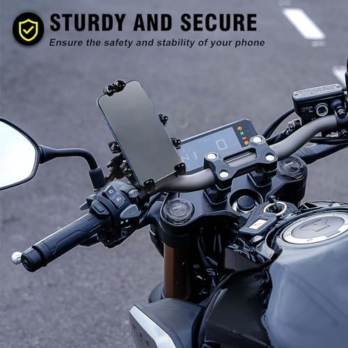 nibbi Motorocycle Phone Mount with Vibration Dampener,Ajustable Rear View Mirror Cell Phone Holder for Motorocyle Fit 4.7''-7.1'' Cell Phone - style: Rearview Mirror Mount