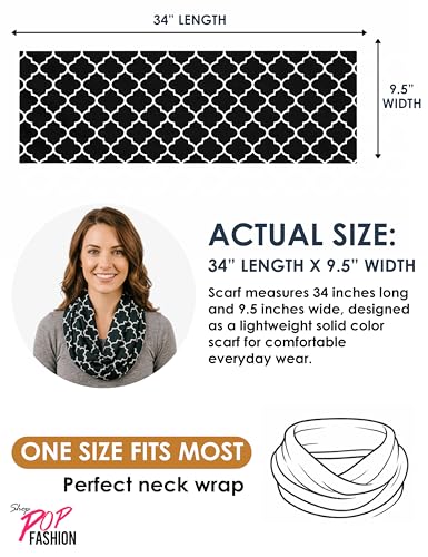 Pop Fashion Quatrefoil Pattern Infinity Scarf for Women - Travel Scarf with Hidden Pocket - All Seasons - color: Black, size: 24.5 x 9.5