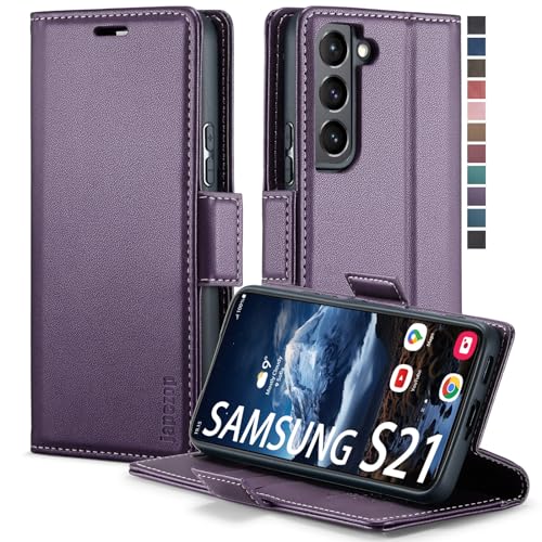 japezop Samsung Galaxy S21 5G Wallet Case with [RFID Blocking],Card Holder Kickstand Magnetic,Soft Leather Flip Case for Samsung Galaxy S21 5G 6.2 Inch (Fashion Purple) - color: Fashion Purple, size: S21 5G 6.2"
