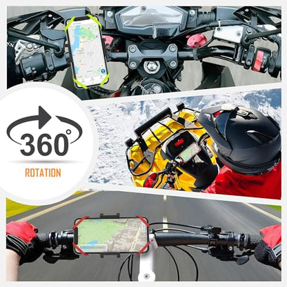 TruActive Premium Bike Phone Mount Holder | Universal Cell Phone Mount for 4"-7" Phones | Includes 6 Reusable Color Bands | Tool Free Handlebar Mount for Bicycle, Motorcycle, Electric Scooter, ATV - style: Bike Phone Mount