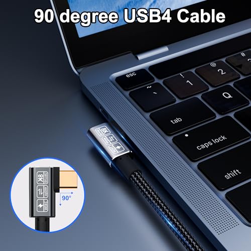 Short USB-C Thunderbolt 4 Cable - 240W Right Angle, 40Gbps Data & 8K Video, Compatible with USB4, Thunderbolt 3 & USB-C - size: Right Angle 40Gbps Data Transfer Cable 1.5FT