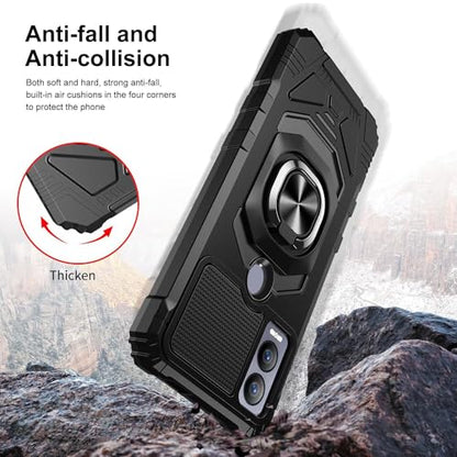 for Cricket Magic 5G, AT&T Propel 5G (U6080AA/AC) - Shockproof Protective Phone Case w/Ring Stand - RS7 Black - color: RS7 Black
