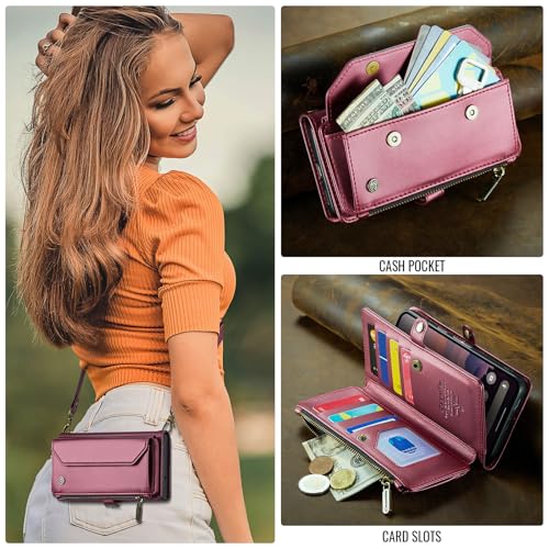 for Google Pixel 10a 6.3" Case, Women Men Multi-Function Wallet Case with Stand RFID Blocking Includes Shoulder Strap Wrist Strap Google Pixel 10a (Red) - color: Red