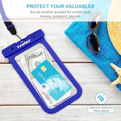 ivoler 2-Pack Waterproof Fanny Pack & Phone Pouch, Dry Bag for Passport, Phone & Wallet, Floating Waterproof Phone Case for Beach, Swimming, Kayaking, Boating, Cruise Essentials & Travel Royal Blue - color: Royal Blue