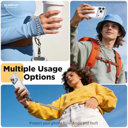 SURPHY Anti Theft Phone Strap, Phone Lanyard, Sturdy Steel Wire Keychain - color: Clear & Clear