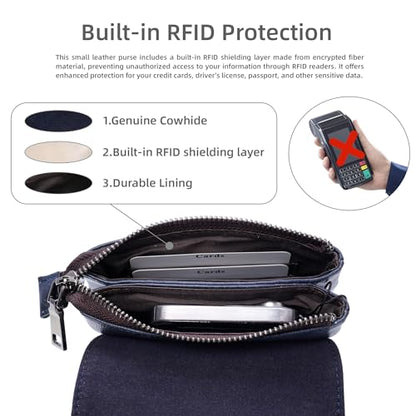 Iswee Rfid Blocking Small Crossbody Bag for Women Travel Classic Style | Genuine Leather,Adjustable Shoulder Strap,Fits 6.9" Phone,Anti-Theft Purse,Perfect for Daily Use and Weekend Travel - color: Navy Blue