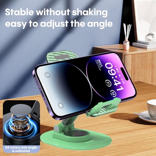 Foldable Desktop Phone Holder, Phone Holder on Desk Compatible with iPhone15, 14, 13 Pro Max Mini, Suitable for 3.5-12.9 inch Phones and Tablet Computer. (Green) - color: Green