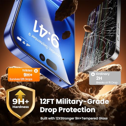 Yriklso 2-Pack for iPhone 16 Screen Protector,Military Grade Shatterproof,Bubble-Dust Free Box,9H+ HD Tempered Glass,Full Coverage,Scratch & Smudge Resistant for iPhone 6.1 inch - size: iPhone 16（6.1"）