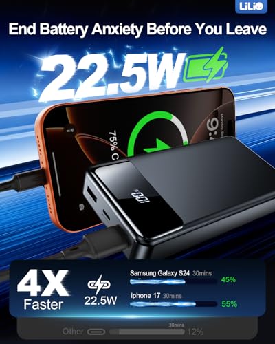 LILIO 60000mAh Portable Charger, 22.5W Fast Charging with 3 in 1 Cable