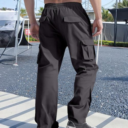 Men Cargo Pants Cotton Twill Breathable Tactical Waterproof Flap Pockets Hiking Beach Fishing Tactical Pants for Men - color: A Dark Gray, size: Medium